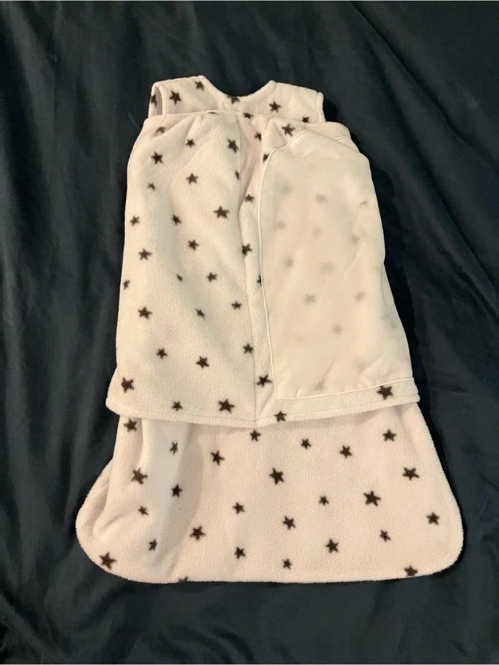 HALO SleepSack Swaddle Size NB/0-3 Months Fleece White with Charcoal Stars